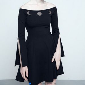 Punkrave off shoulder moon black dress